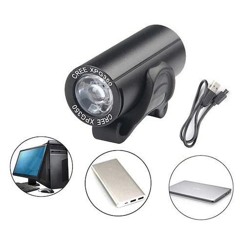 Акумулаторна LED светлина за велосипед колело, Фар, 350 Lum, Черна