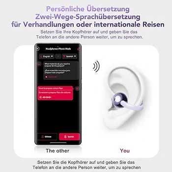 Преводач с Изкуствен Интелект BNARQP NE32 Open Ear с Тъч Дисплей ...