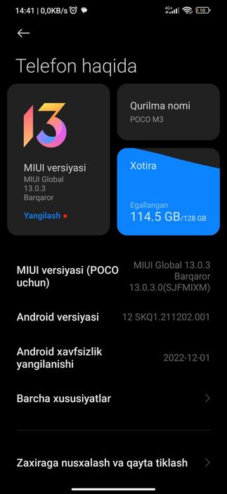 Poco M3 128gb 100$