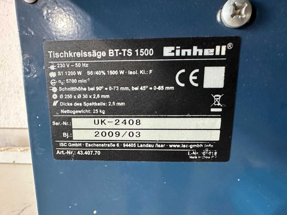 Циркуляр за дърво - Einhell 1500 W