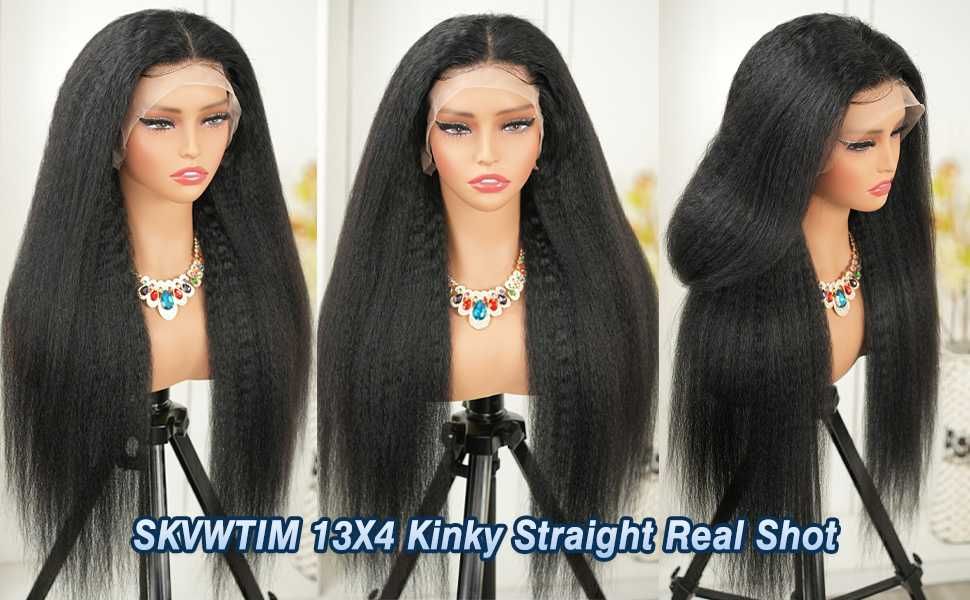 75 см Kinky права обемна перука с дантела 13*4*1