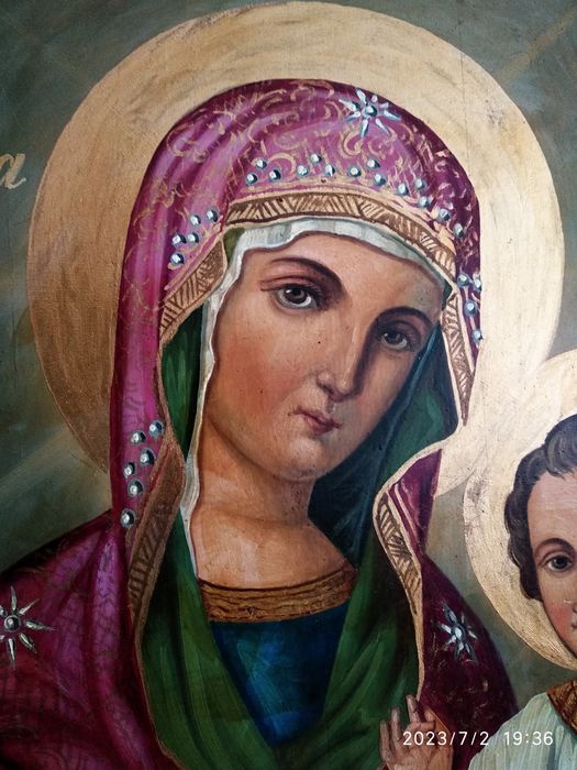 Icoana veche Maica Domnului ulei / lemn 60x80