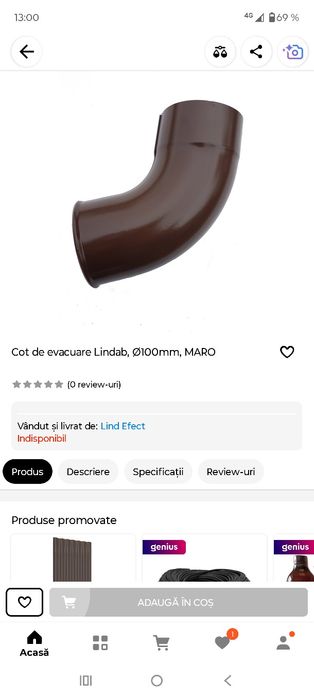 Cot evacuare Lindab 100mm. Maro. Noi.