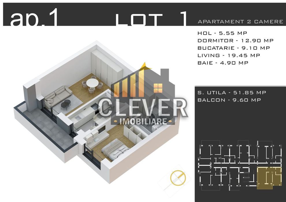 Apartament 2 camere - promo parcare, comision 0, geam la baie, Pallady