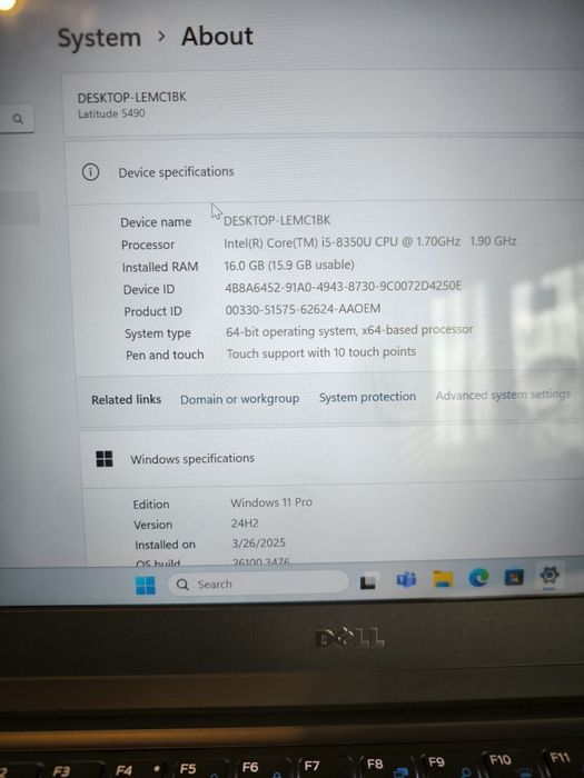 Dell Latitude 5490 14" FHD, I5-8350u 3.6ghz, 16gb ddr4,ssd 500g, win11