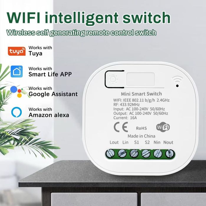 Безжичен Превключвател Wifi Умен Модул Гласово Управление – AC 230V
