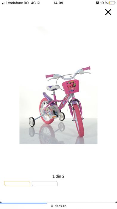Vand bicicleta fetita 4-8 ani, Bacau cu fluturi roz , usoara