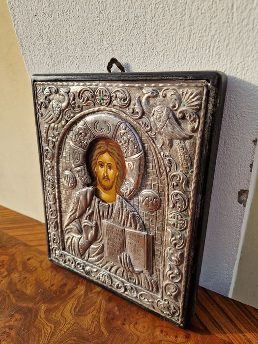 Прекрасна антикварна сребърна икона със сертификат