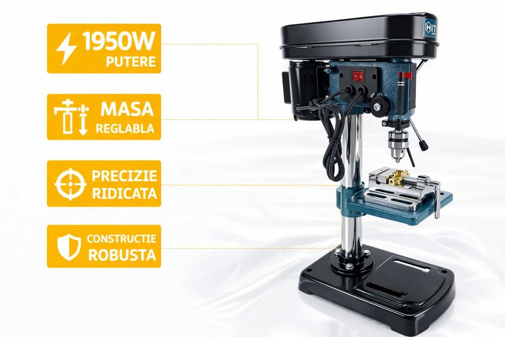 Masina de gaurit cu coloana 1950W, 16 mm, masa inclinabila