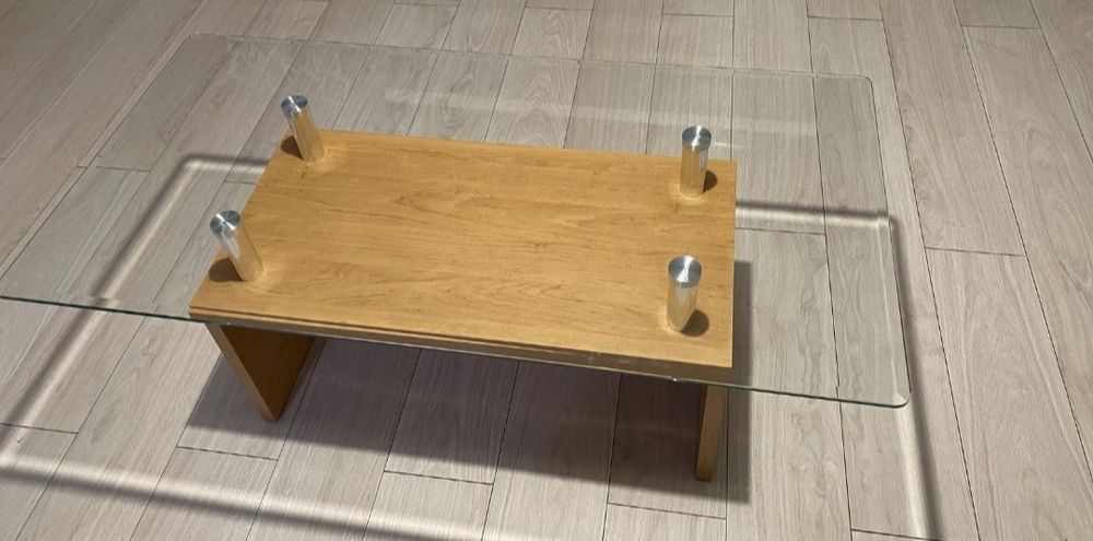 Холна маса стъкло/дърво