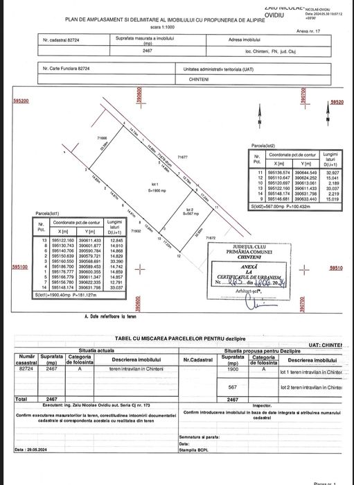 Vand teren intravilan cu PUG aprobat, panoramic, Chinteni