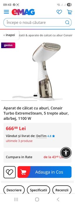 Aparat de calcat cu aburi Nou