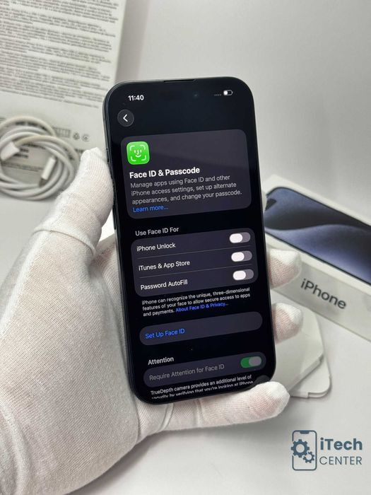 iPhone 15 Pro, 128GB, Blue Titanium, НЕРАЗЛИЧИМ ОТ НОВ, 1г. ГАРАНЦИЯ!