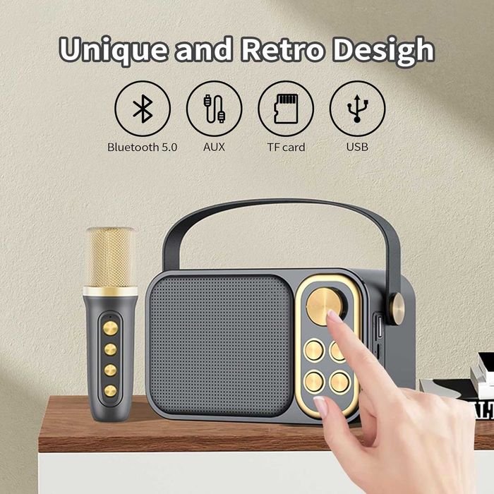 Ретро Bluetooth колонка с микрофон -Bluetooth AUX SD USB