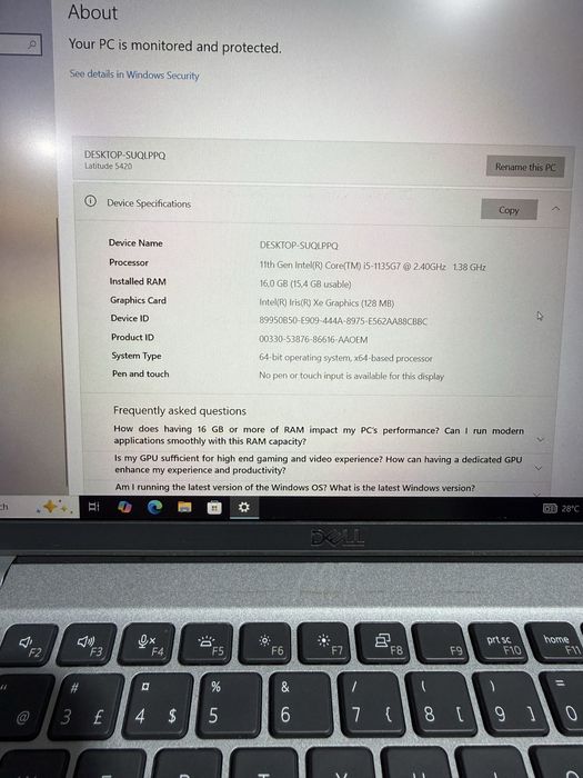 Dell Latitude 5420 i5 11 gen 16gb Ram 256ssd