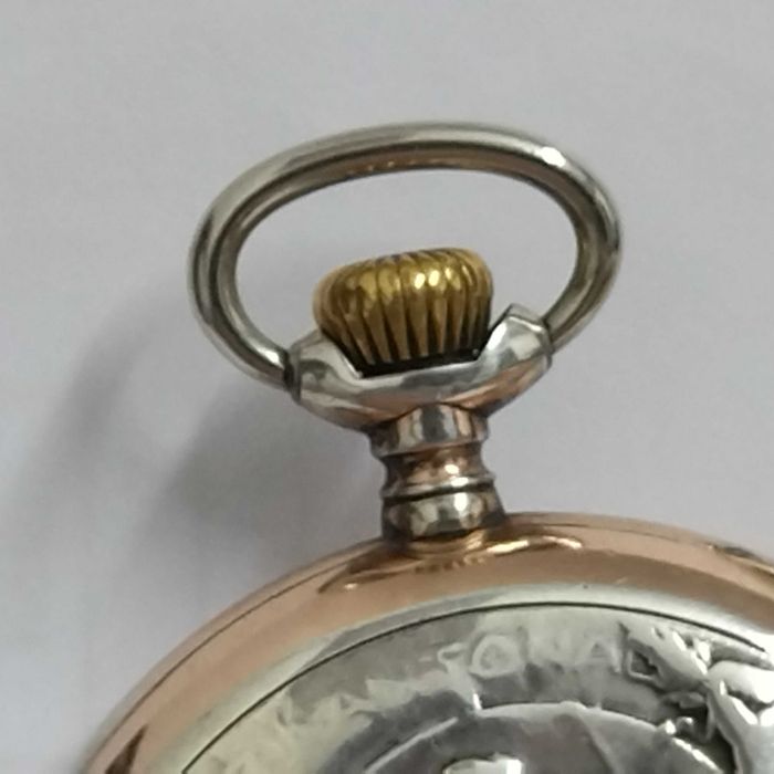 Ω OMEGA джобен часовник, сребро/silver 0,800, Gold Filled, идален, много рядък