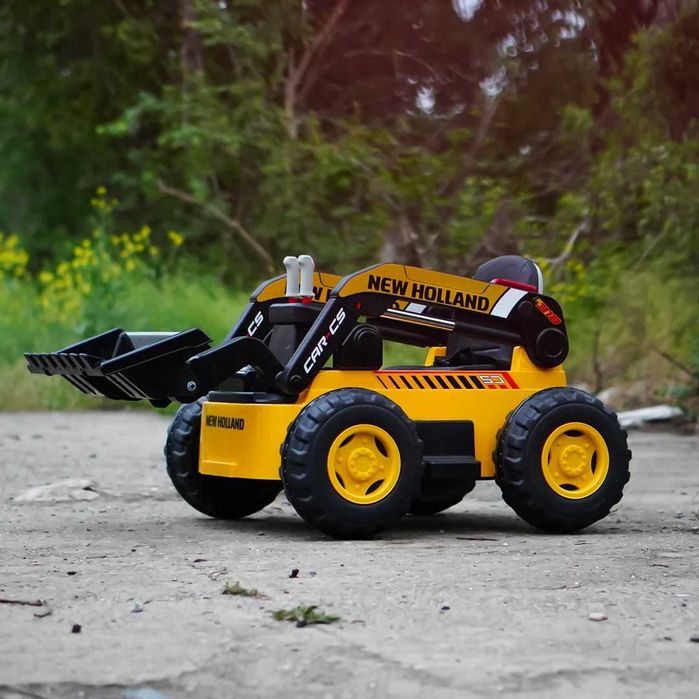 Excavator cu incarcator frontal electric NEW Holland 4x 75W 12V Yellow