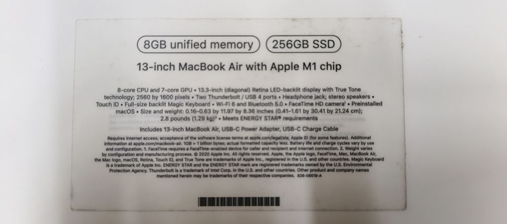 Macbook Air M1 8/256 100%