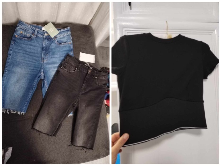 Къси дънки.  H&M,Bershka топ Guess