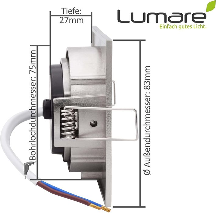 Промо! LED лунички + тяло за вграждане, драскана стомана, 220V, 2700K