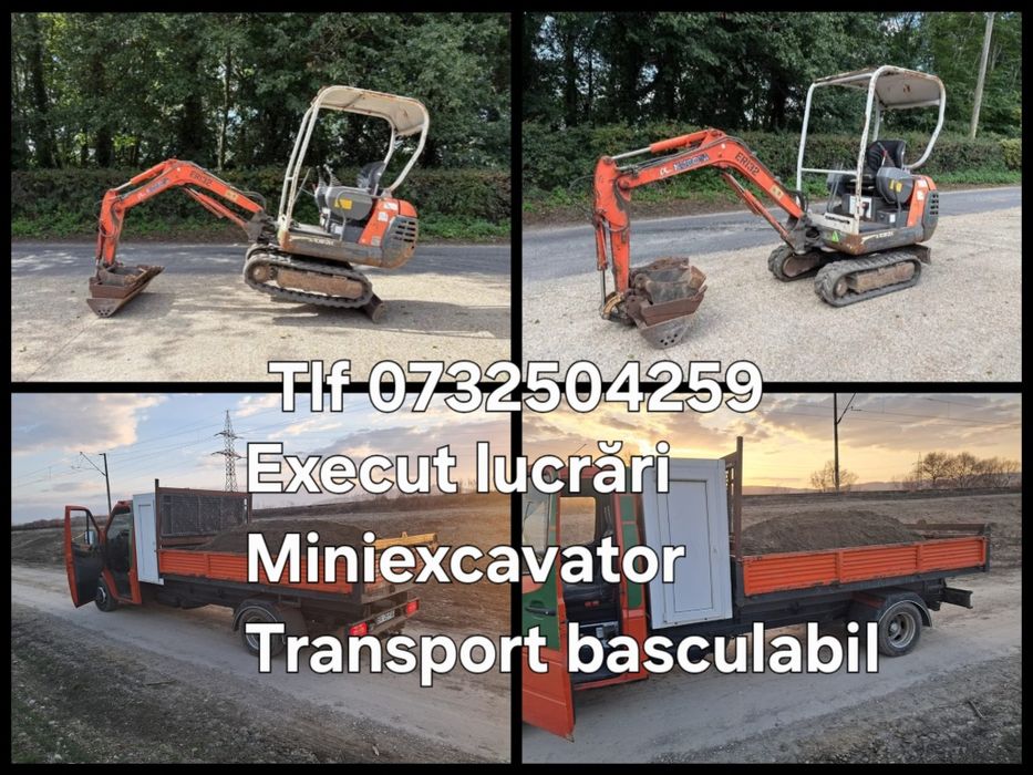 Excut lucrări Miniexcavator  si transport basculabil
