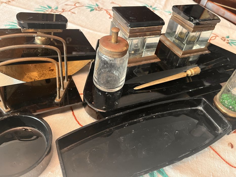 Set birou vechi cristal negru 100 ani