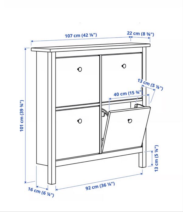 IKEA HEMNES шкаф за обувки – бял