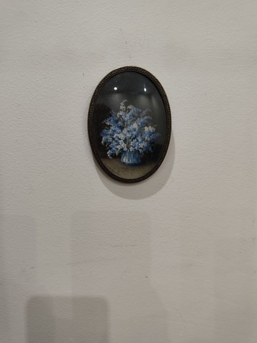 Винтидж овално пано с цветя, мини картина, ретро декорация