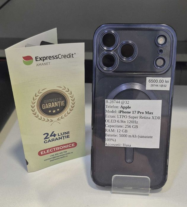Telefon iPhone 17 Pro Max (AG32 B28744.1) 2 ANI GARANTIE!