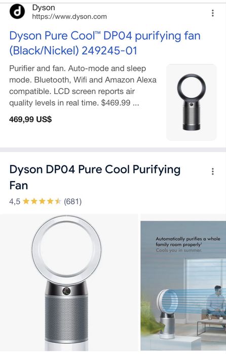 Dyson Pure Cool DP04 – Purificator + Ventilator | Stare impecabila | Filtru 89% / 80%