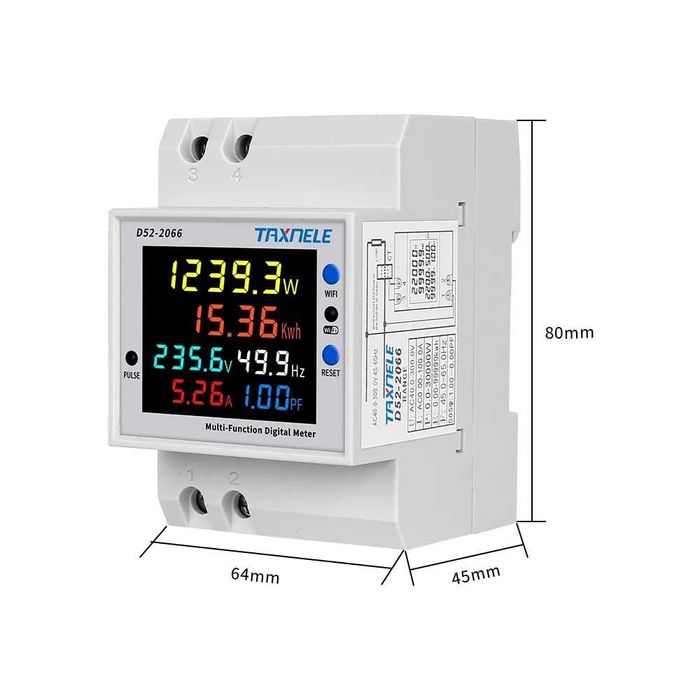 WIFI Смарт електромер 100A с цветен дисплей Tuya Smart Life