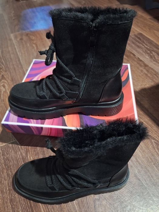Зимни боти велур и кожа