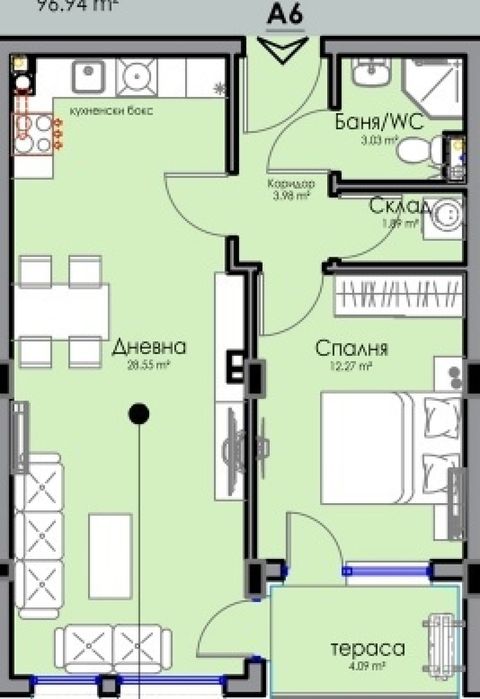 Двустаен апартамент в кв. Хоризонт - Бургас.