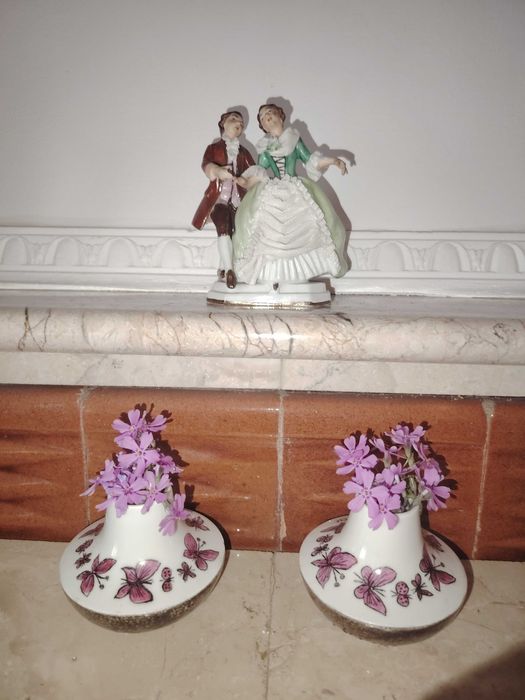 Set bibelou vintage Dresda și vaze miniaturale Seltmann Weiden