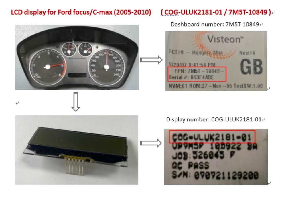 Дисплей за километраж Ford Focus,C max след 2005 с Червено осветление