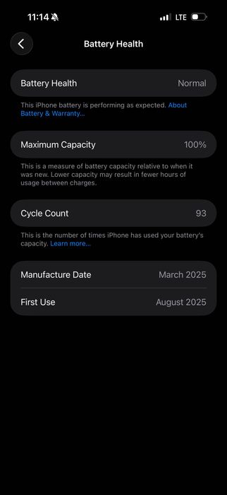 iPhone 16 pro max, 100% цикл