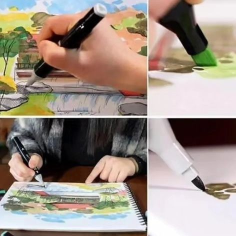 Комплект от 60 броя двустранни цветни маркери с тънък и дебел писец Ц ...