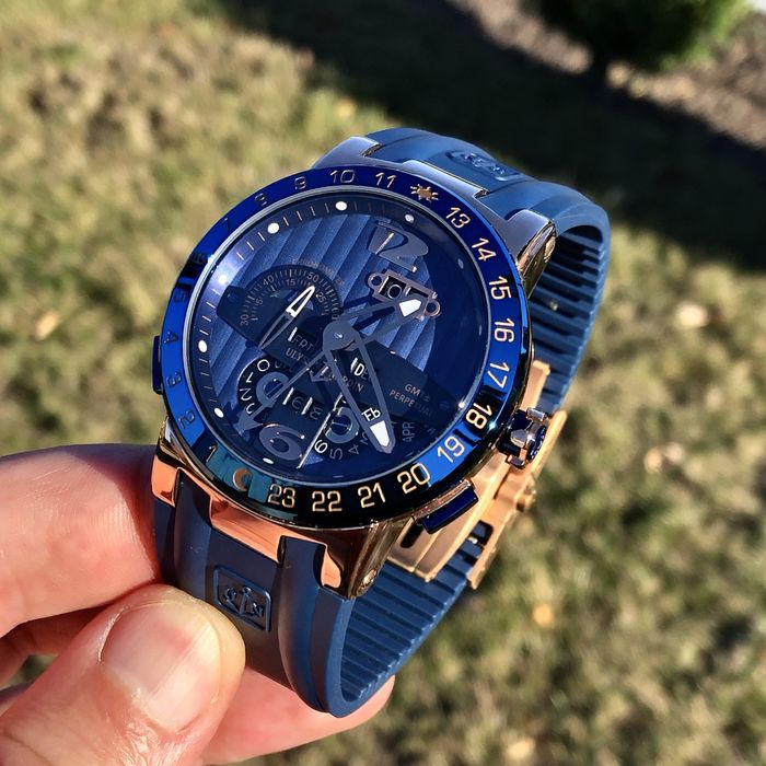Ulysse Nardin Gmt - Perpetual Blue Dial Rubber