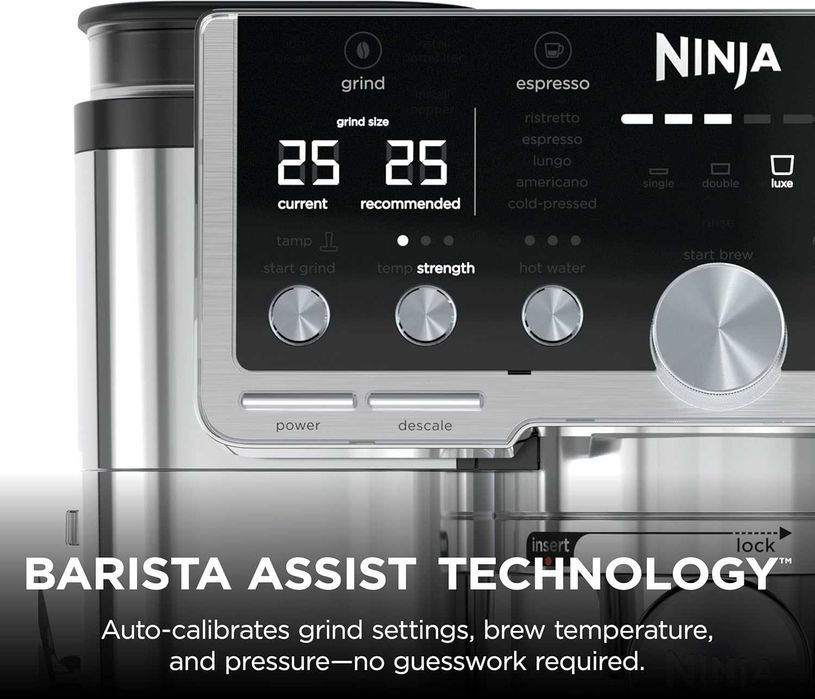 НОВИ!!! Полуавтоматична еспресо машина 3in1 Ninja Luxe Cafe Pro ES701, 1650W, Cold Brew, Barista Assist, Вградена мелачка с 25 степени