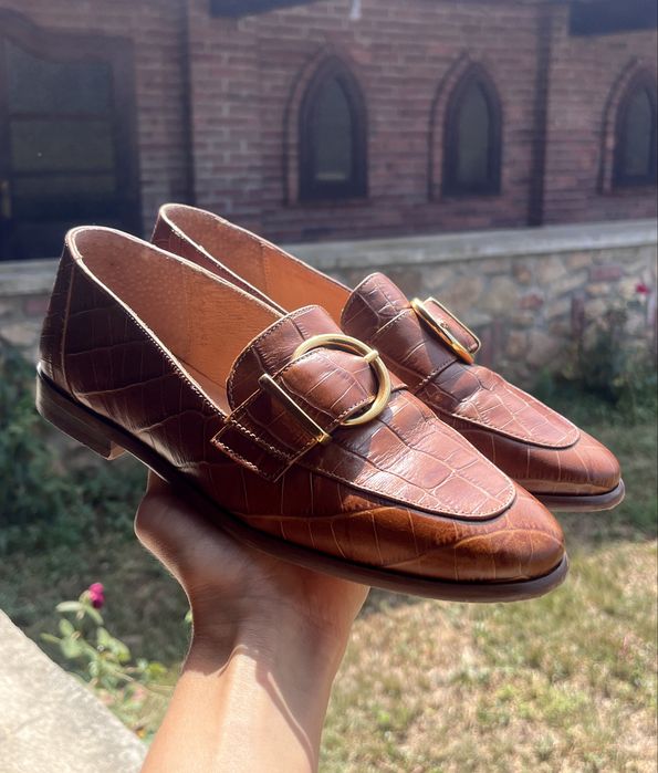 Minelli Paris, 100% piele, mocasini, maro cognac, eleganți