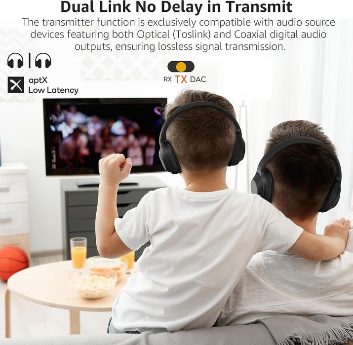 1Mii DS700 HiFi Bluetooth Audio Transmitter Receiver with LDAC with Audiophile DAC for TV Home Stereo, Optical & Coaxial Input/Output