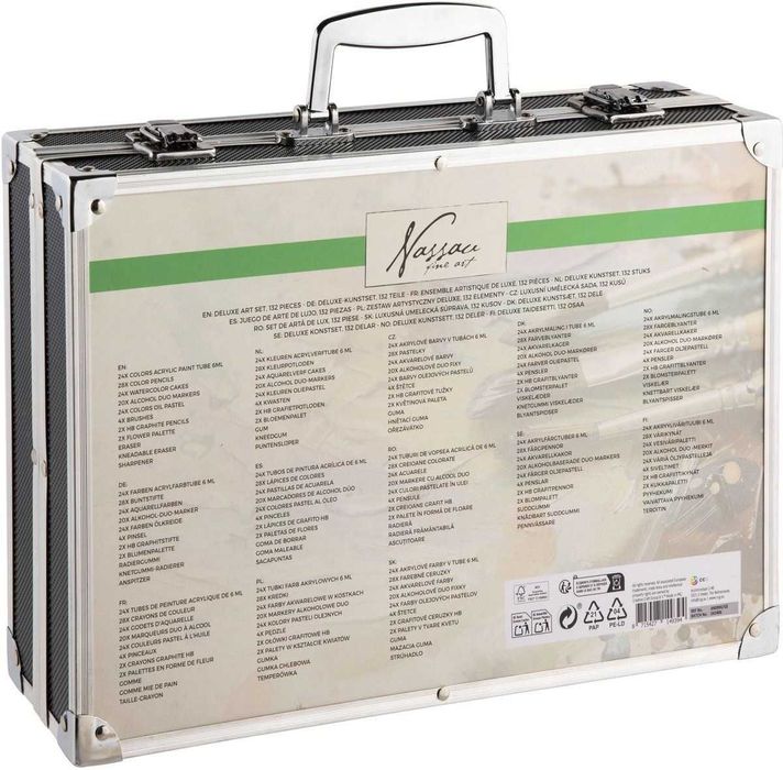 Комплект за рисуване Nassau - 132 части, в метално куфарче