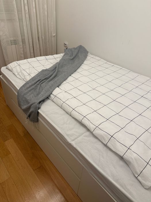 РАМКА ЗА ЛЕГЛО 140x200 3 чекмеджета бяло и МАТРАК