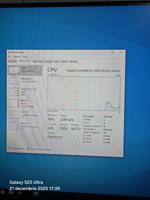 Vând Calculator Gaming Intel core i5 7500  Quad core dd4