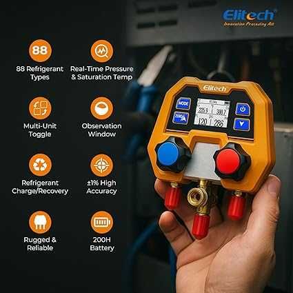 Manometru digital Elitech , R134a R410A R32 auto,  ,HVAC, AC, DMG-2SE
