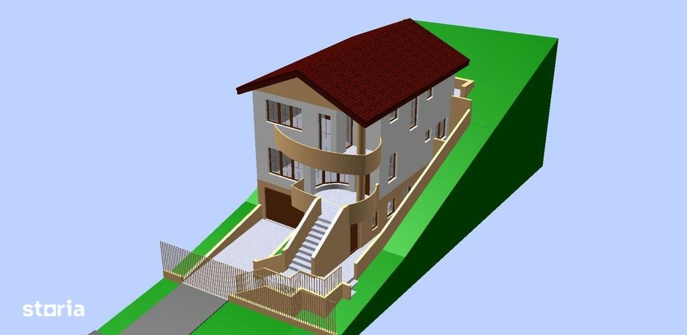 Casa individuala cu terasa,panorama spre lac, garaj, teren 300mp