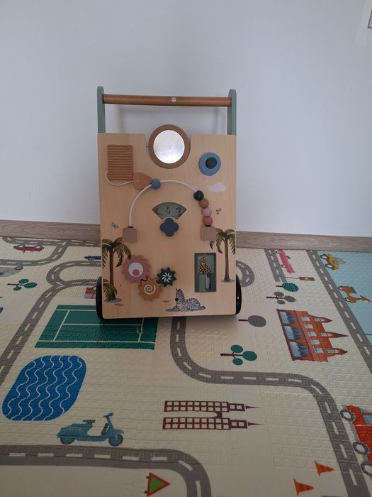 Мултифункционална дървена количка за прохождане