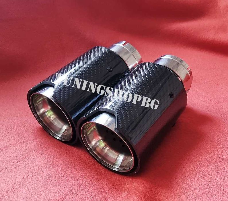 Единичен накрайник за ауспух карбон отворен 60 мм вход