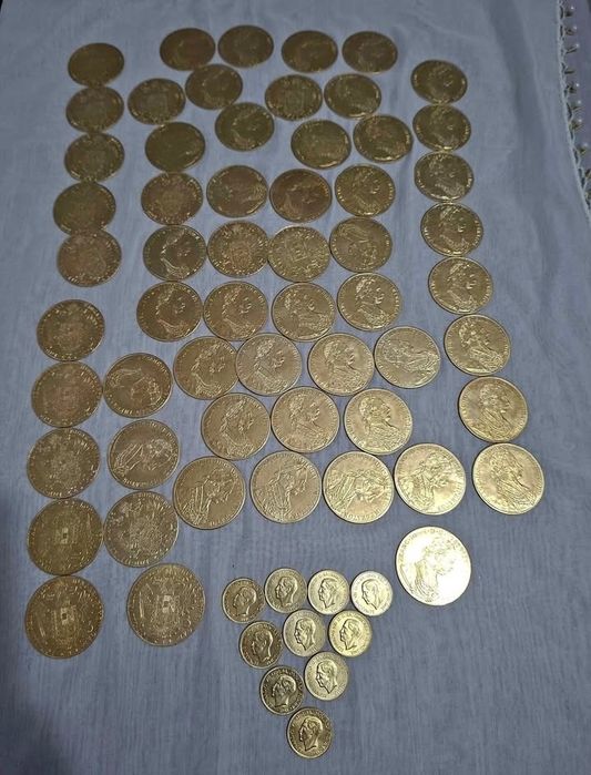 Vând monede placate cu aur de 24k Frank Iosif 4 ducat 1915 1la1