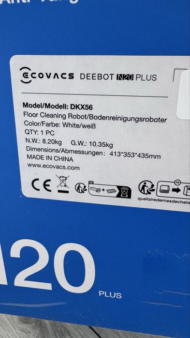 NOU cu sigiliu Aspirator robot ECOVACS DEEBOT N20 Plus – 8000 Pa, Stație de golire automată fără sac, Aspirare & Spălare